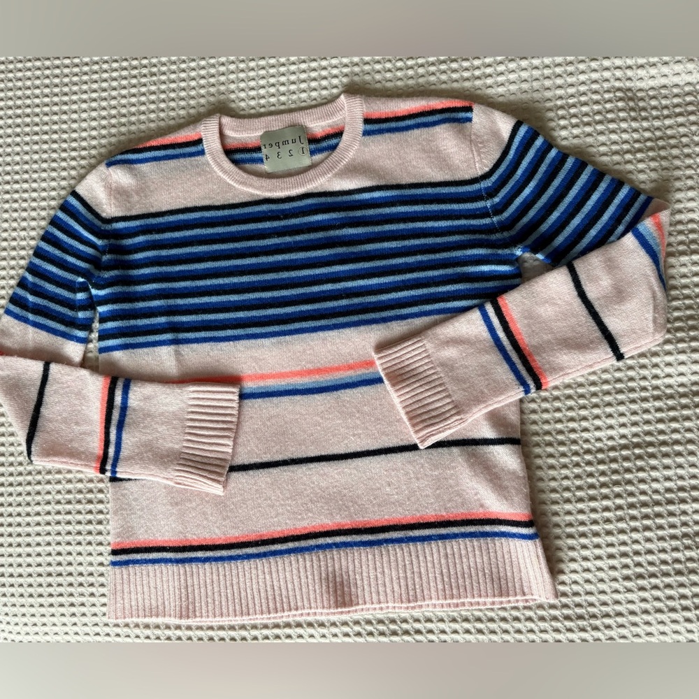 Jumper 1234 Striped Crew Neck Sweater - Pink and Blue